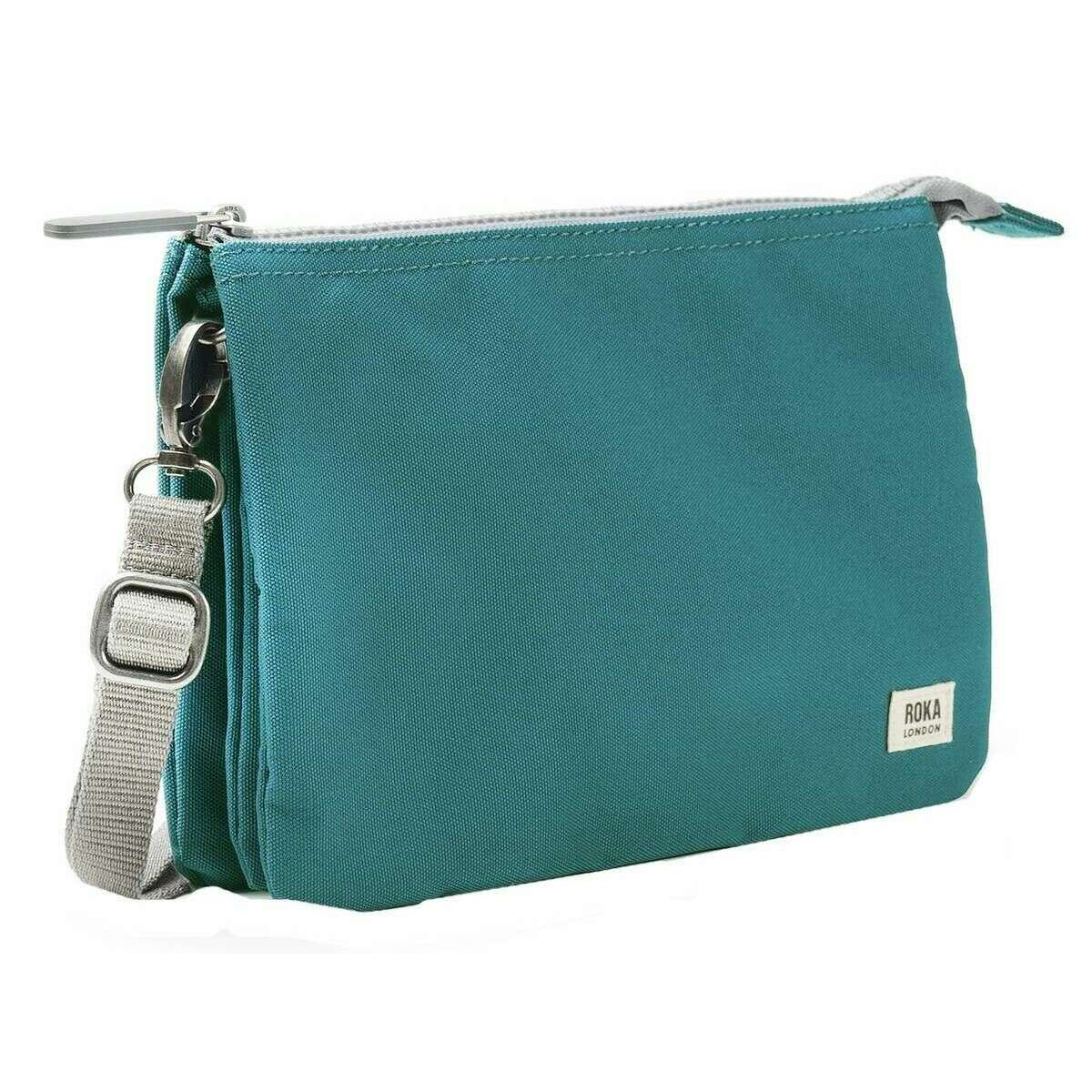 Roka Carnaby XL Recycled Canvas Crossbody Bag - Teal Blue - Image 3