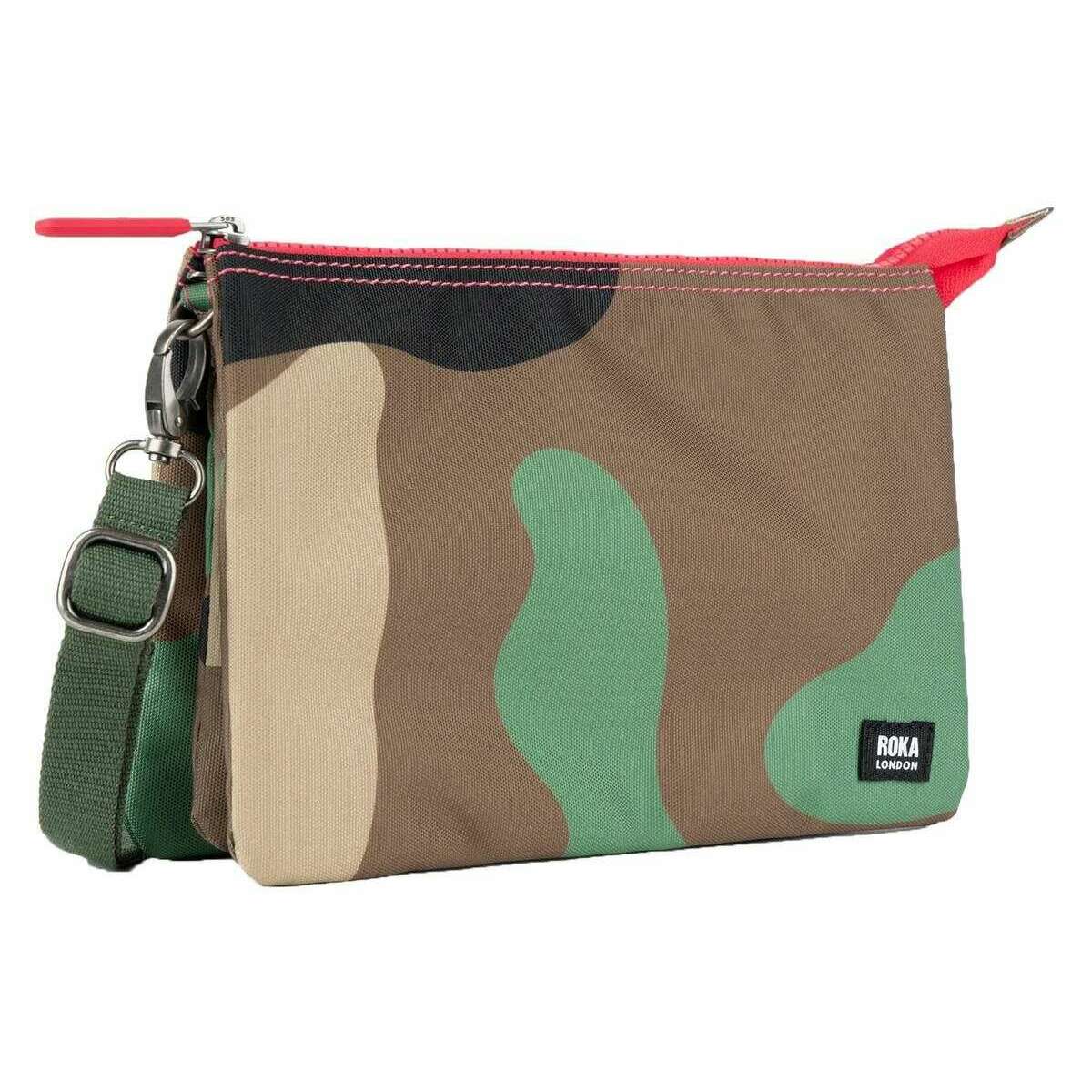 Roka Carnaby XL Recycled Canvas Crossbody Bag - Vintage Camo Green - Image 3