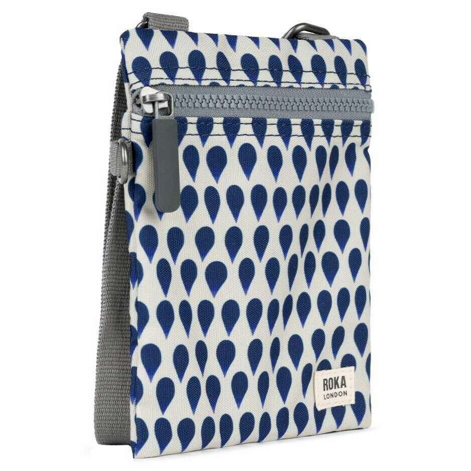 Roka Chelsea Denim Rain Recycled Canvas Sling Bag - Blue/White - Image 3