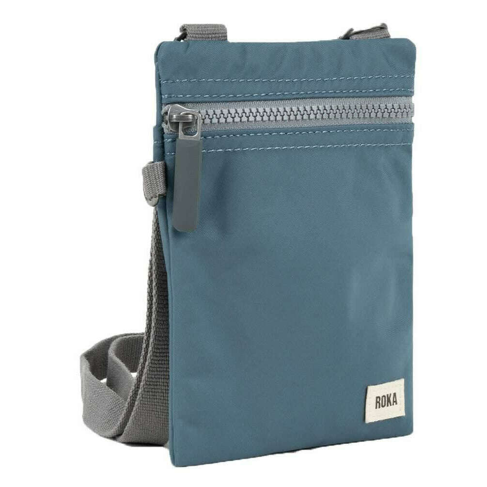 Roka Chelsea Sustainable Nylon Pocket Sling Bag - Airforce Blue - Image 3