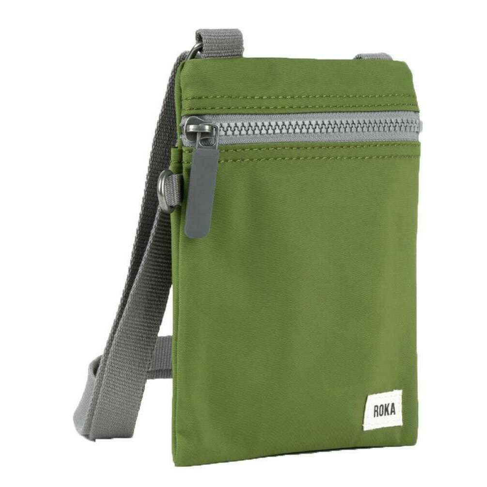 Roka Chelsea Sustainable Nylon Pocket Sling Bag - Avocado Green - Image 3