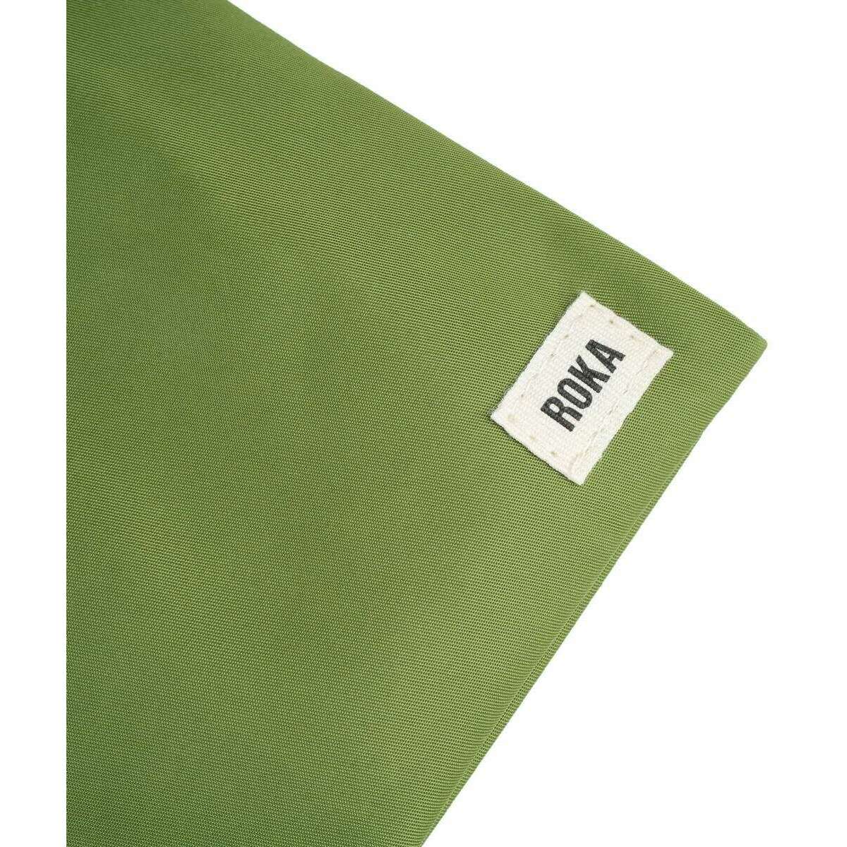 Roka Chelsea Sustainable Nylon Pocket Sling Bag - Avocado Green - Image 6
