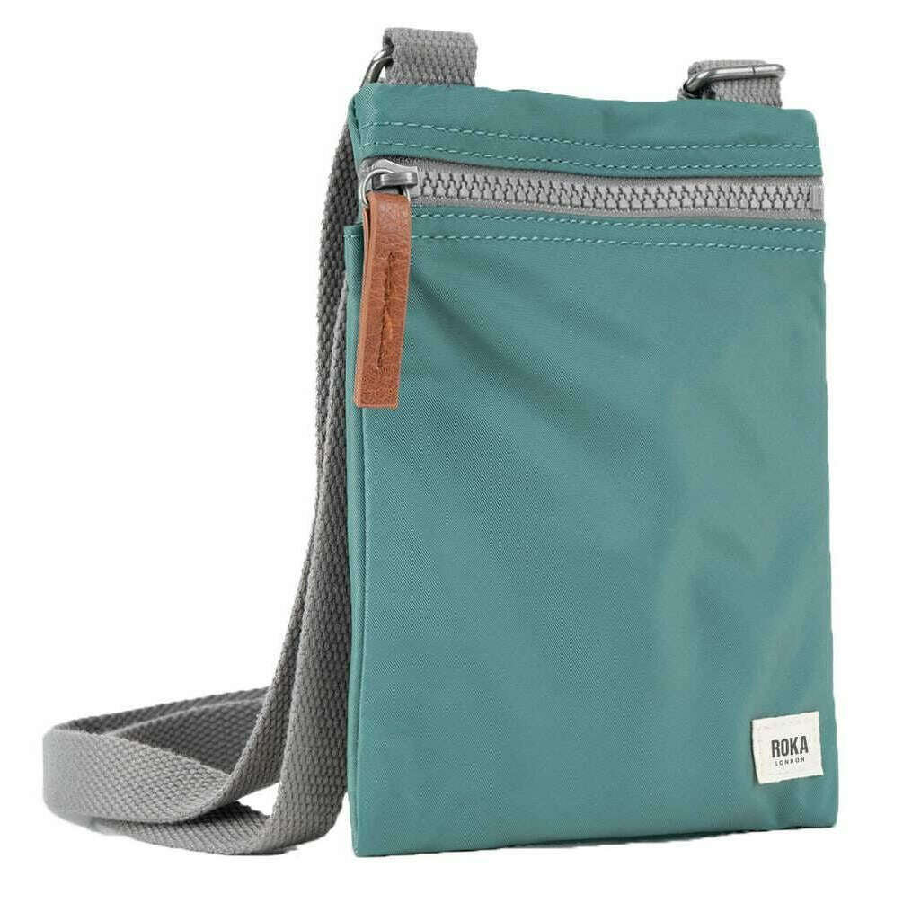 Roka Chelsea Sustainable Nylon Pocket Sling Bag - Sage Green - Image 3