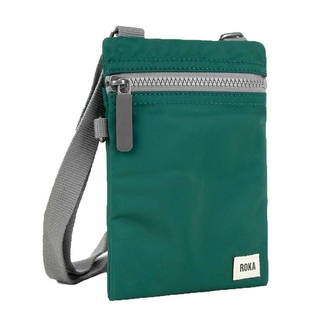 Roka Chelsea Sustainable Nylon Pocket Sling Bag - Teal Green - Image 3