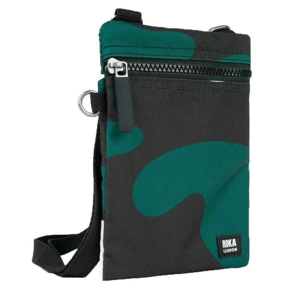 Roka Chelsea Urban Rose Camo Recycled Canvas Crossbody Bag - Green/White/Black - Image 3