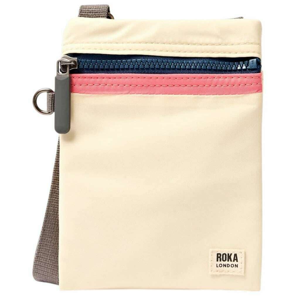 Roka Chelsea XS Recycled Nylon Pocket Sling Bag - Wax Paper Stripe Cream