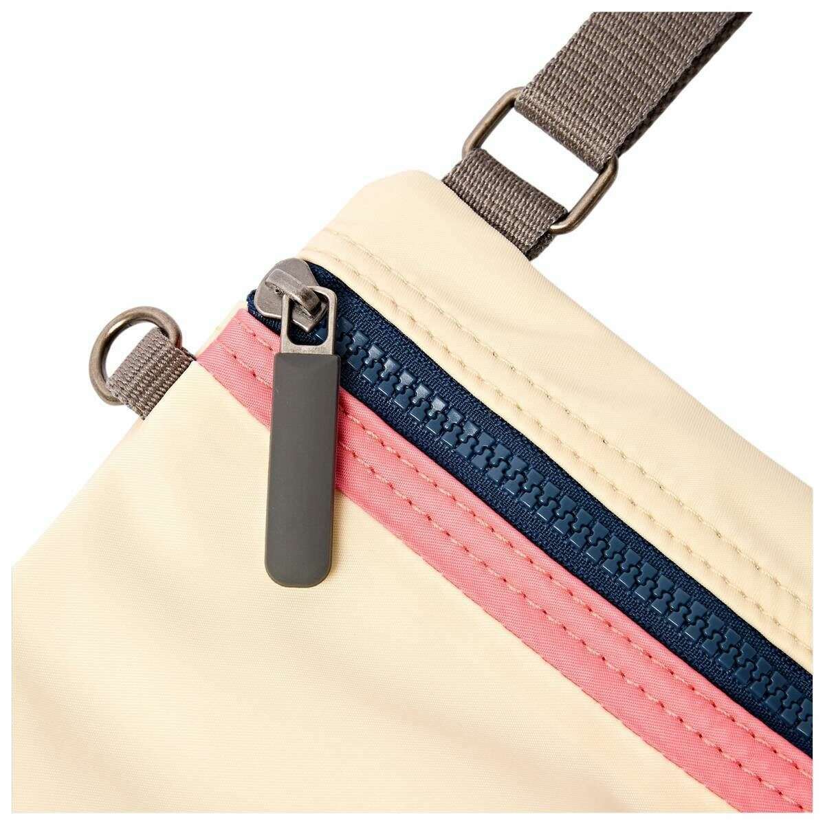 Roka Chelsea XS Recycled Nylon Pocket Sling Bag - Wax Paper Stripe Cream - Image 6