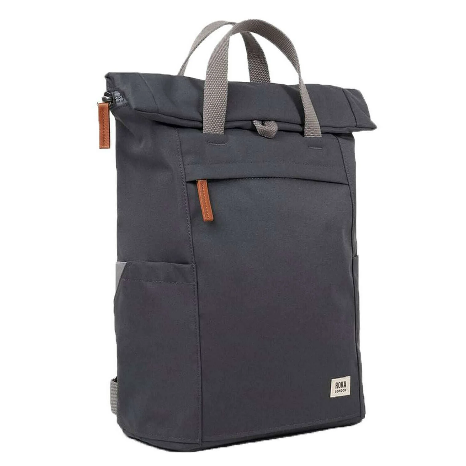 Roka Finchley A Medium Recycled Canvas Backpack - Faded Black - Image 3