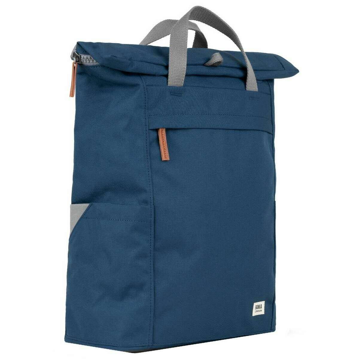 Roka Finchley A Medium Sustainable Canvas Backpack - Deep Blue - Image 3