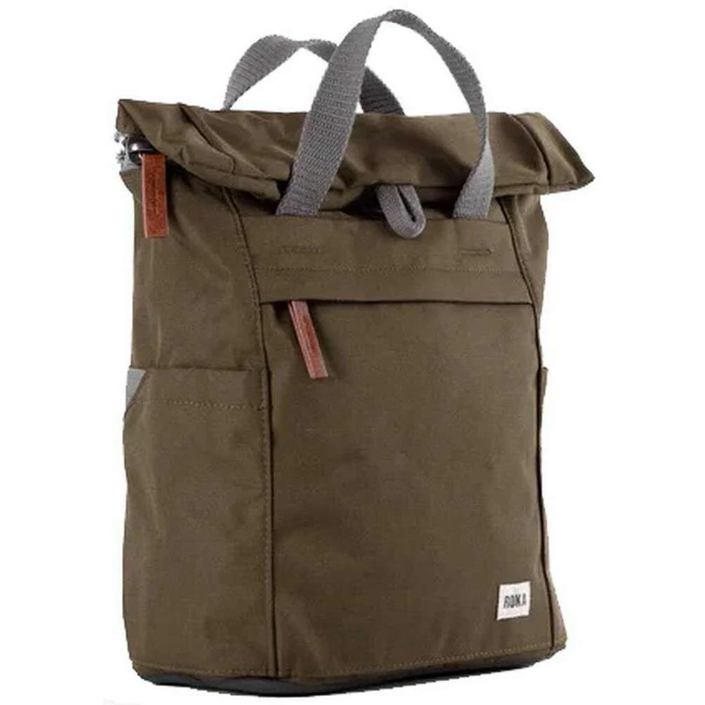Roka Finchley A Small Sustainable Canvas Backpack - Moss Green - Image 3