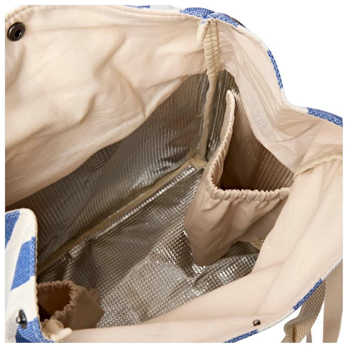 Roka Hampstead Cotton Canvas Lunch Bag - Denim Blue Stripe/White - Image 6