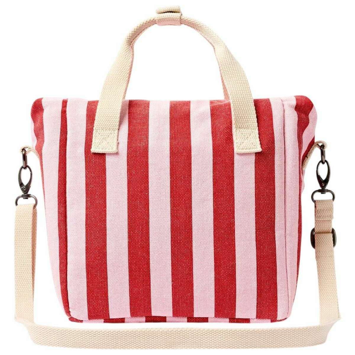 Roka Hampstead Cotton Canvas Lunch Bag - Strawberry Pink Stripe/White - Image 2
