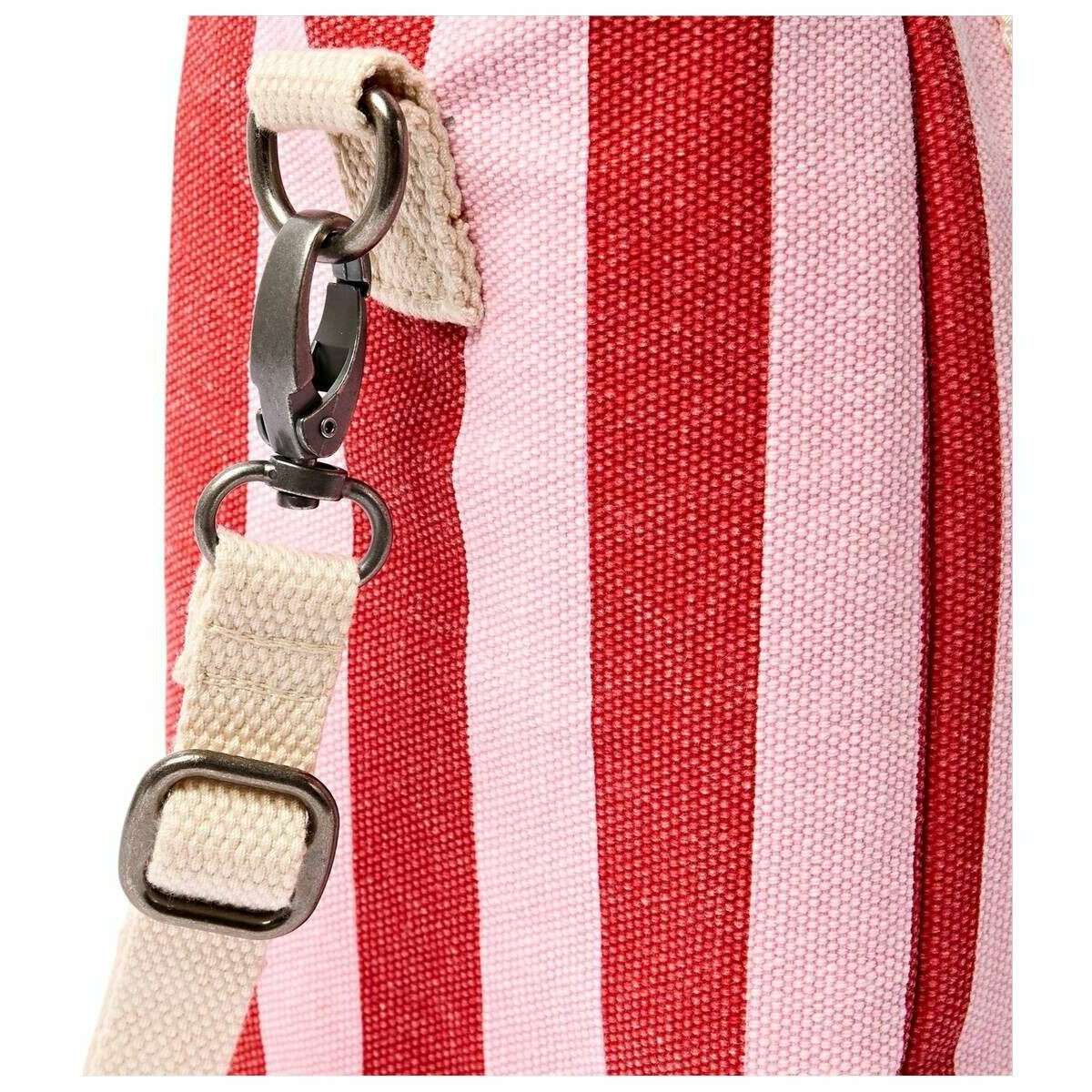 Roka Hampstead Cotton Canvas Lunch Bag - Strawberry Pink Stripe/White - Image 4