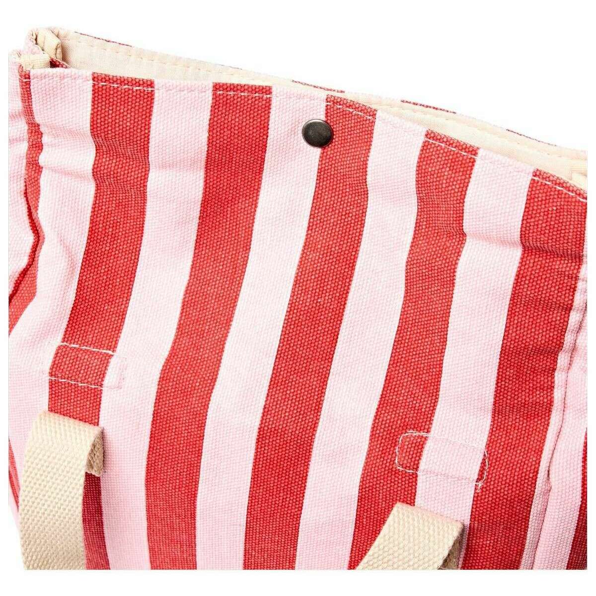 Roka Hampstead Cotton Canvas Lunch Bag - Strawberry Pink Stripe/White - Image 5