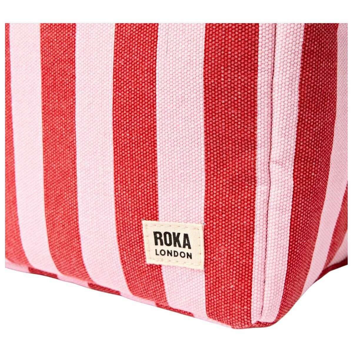Roka Hampstead Cotton Canvas Lunch Bag - Strawberry Pink Stripe/White - Image 7