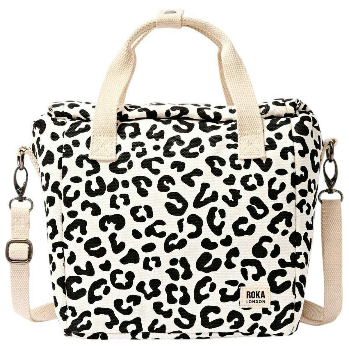 Roka Hampstead Cotton Canvas Lunch Bag - Summer Leopard White/Black