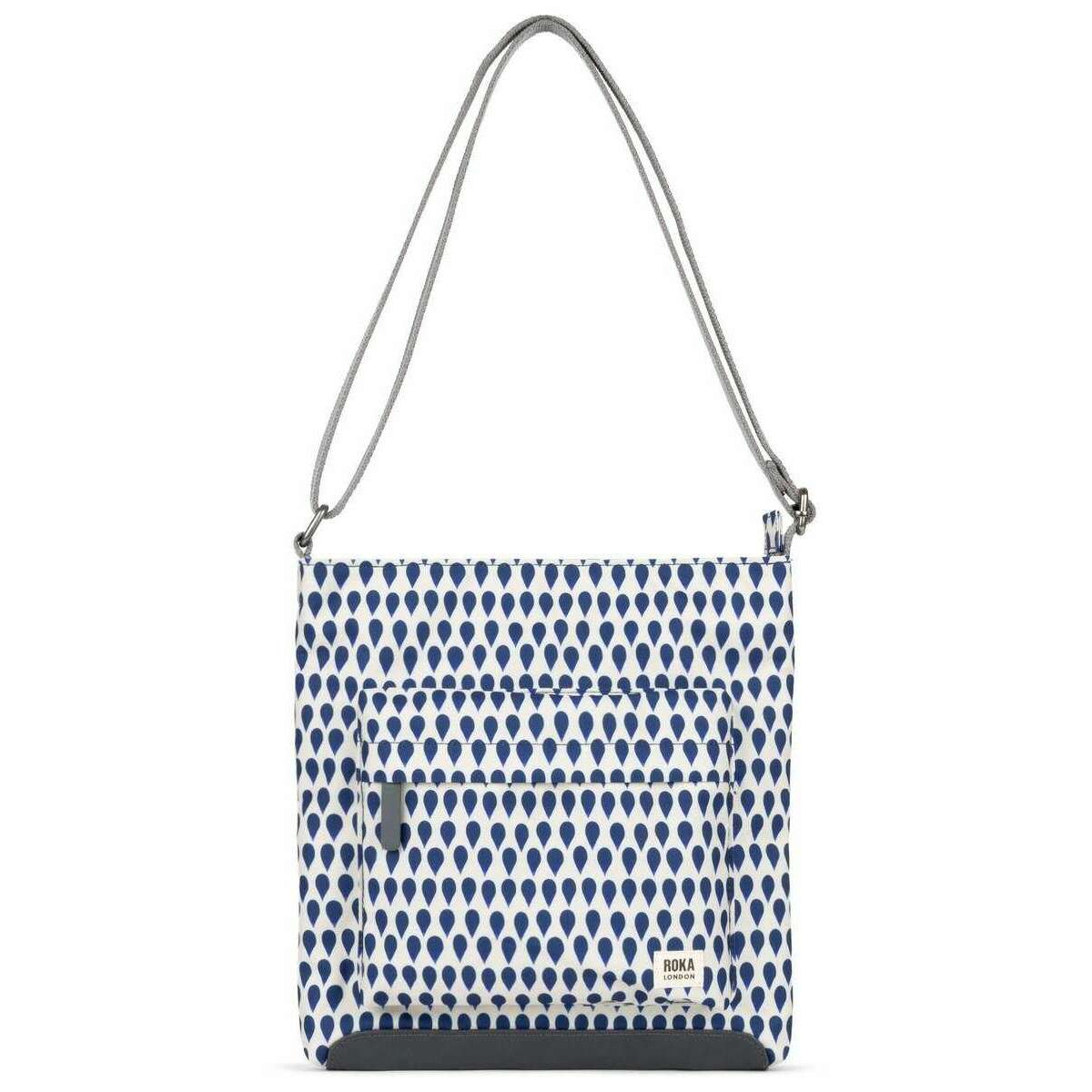 Roka Kennington B Medium Denim Rain Recycled Canvas Crossbody Bag - Blue/White