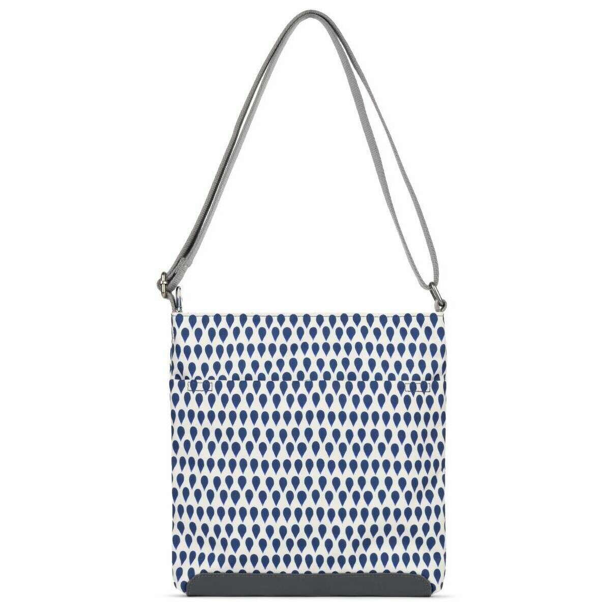 Roka Kennington B Medium Denim Rain Recycled Canvas Crossbody Bag - Blue/White - Image 2