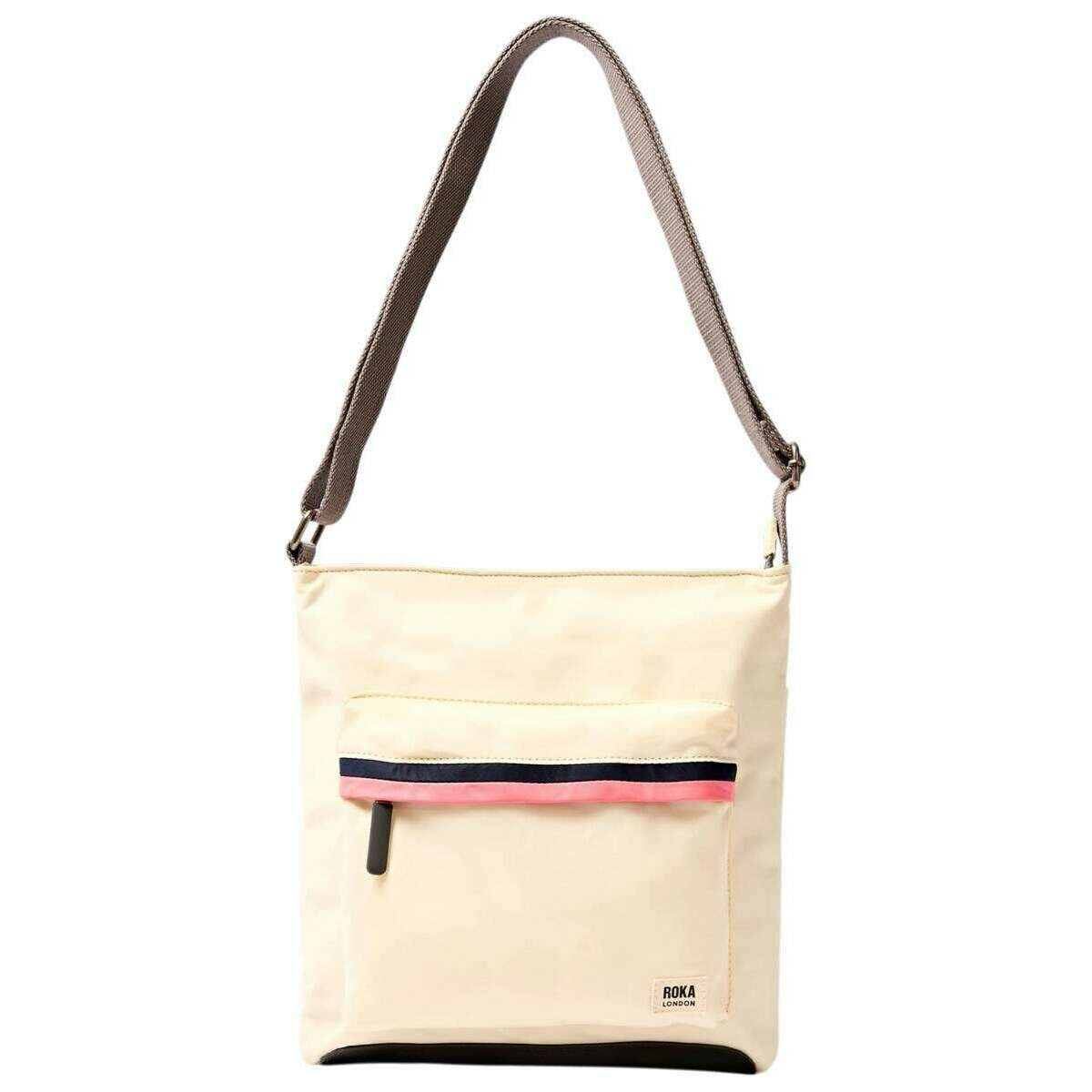 Roka Kennington B Medium Recycled Nylon Crossbody Bag - Wax Paper Stripe Cream