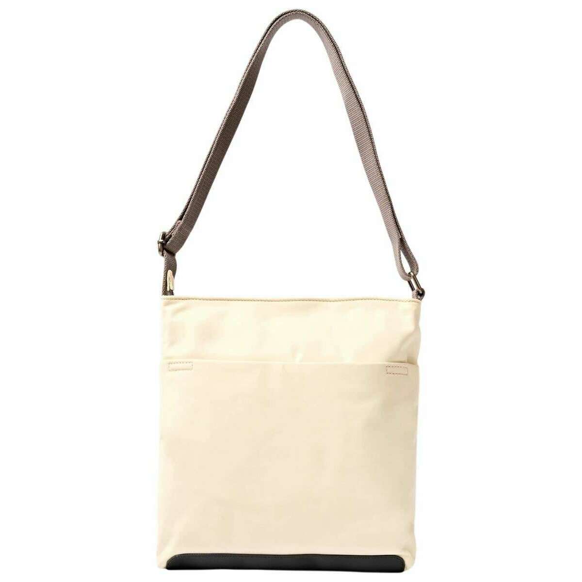 Roka Kennington B Medium Recycled Nylon Crossbody Bag - Wax Paper Stripe Cream - Image 2
