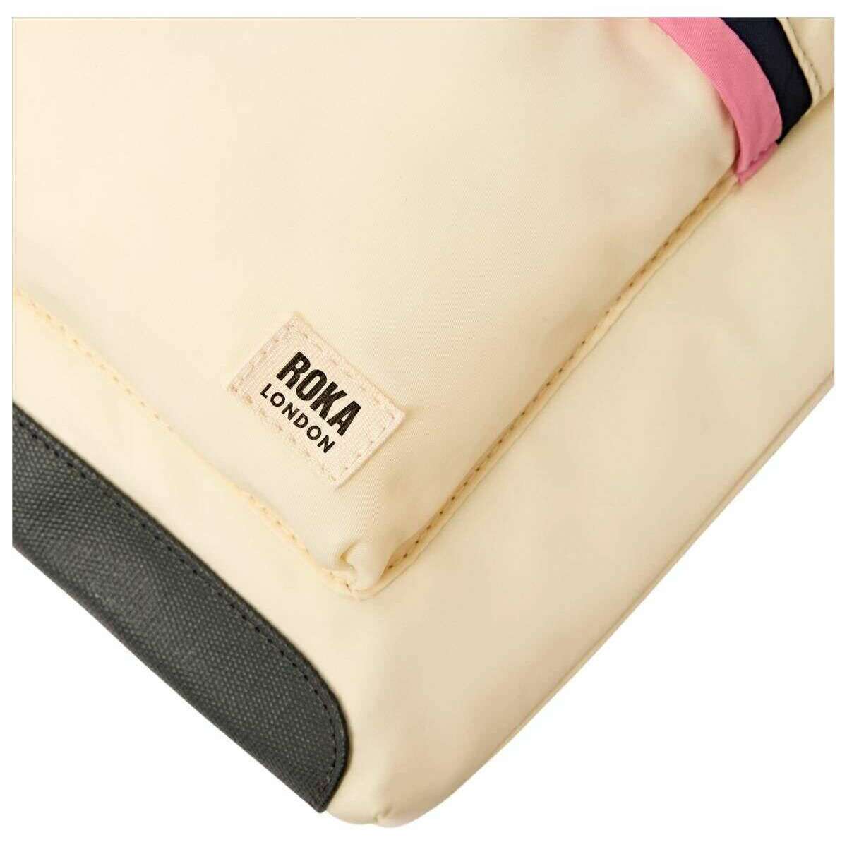 Roka Kennington B Medium Recycled Nylon Crossbody Bag - Wax Paper Stripe Cream - Image 7