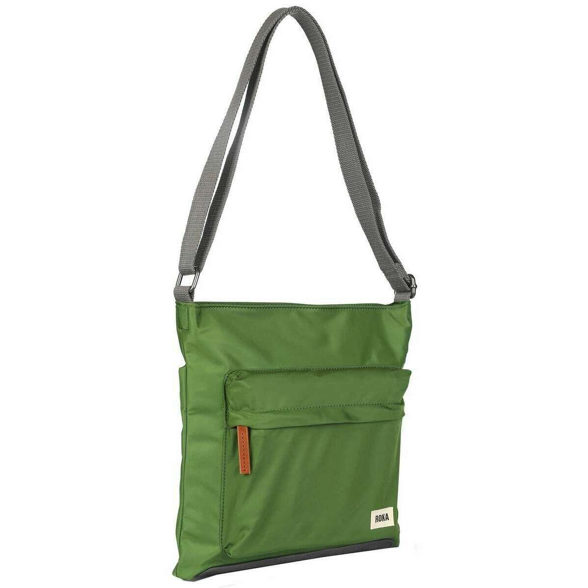 Roka Kennington B Medium Sustainable Nylon Cross Body Bag - Avocado Green - Image 3