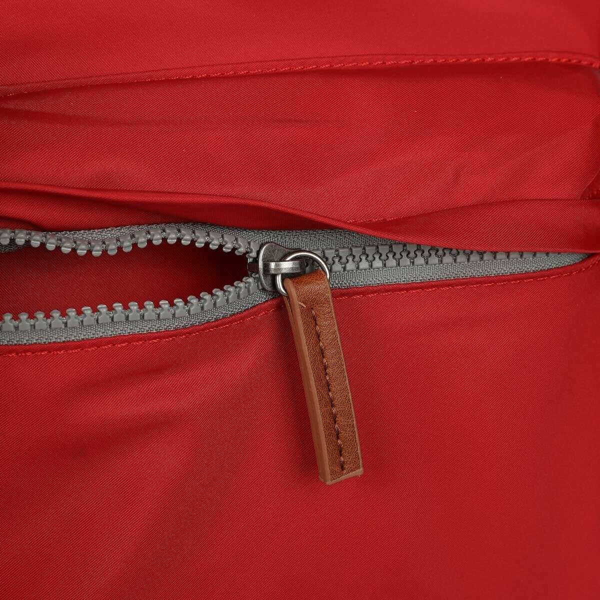 Roka Kennington B Medium Sustainable Nylon Cross Body Bag - Cranberry Red - Image 6