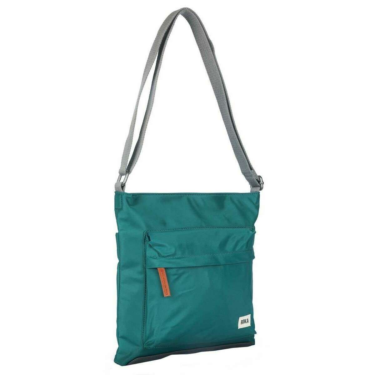 Roka Kennington B Medium Sustainable Nylon Cross Body Bag - Teal Green - Image 3