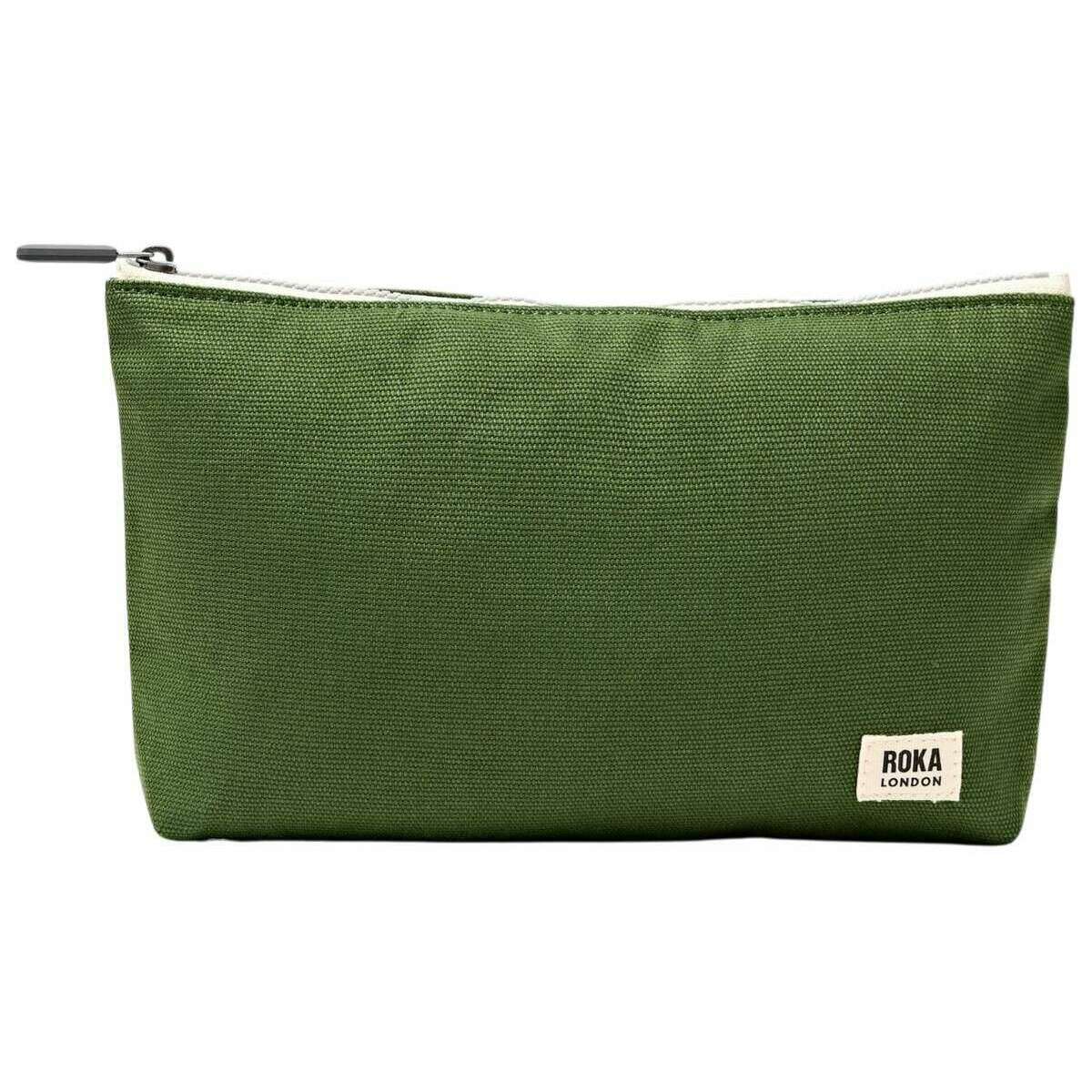 Roka Maida Vale Medium Cotton Canvas Pouch - Artichoke Green