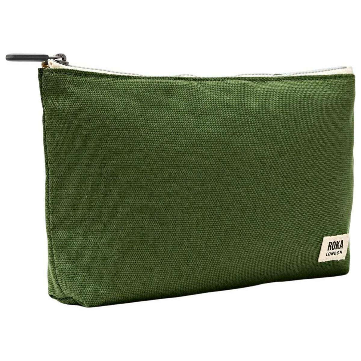 Roka Maida Vale Medium Cotton Canvas Pouch - Artichoke Green - Image 3