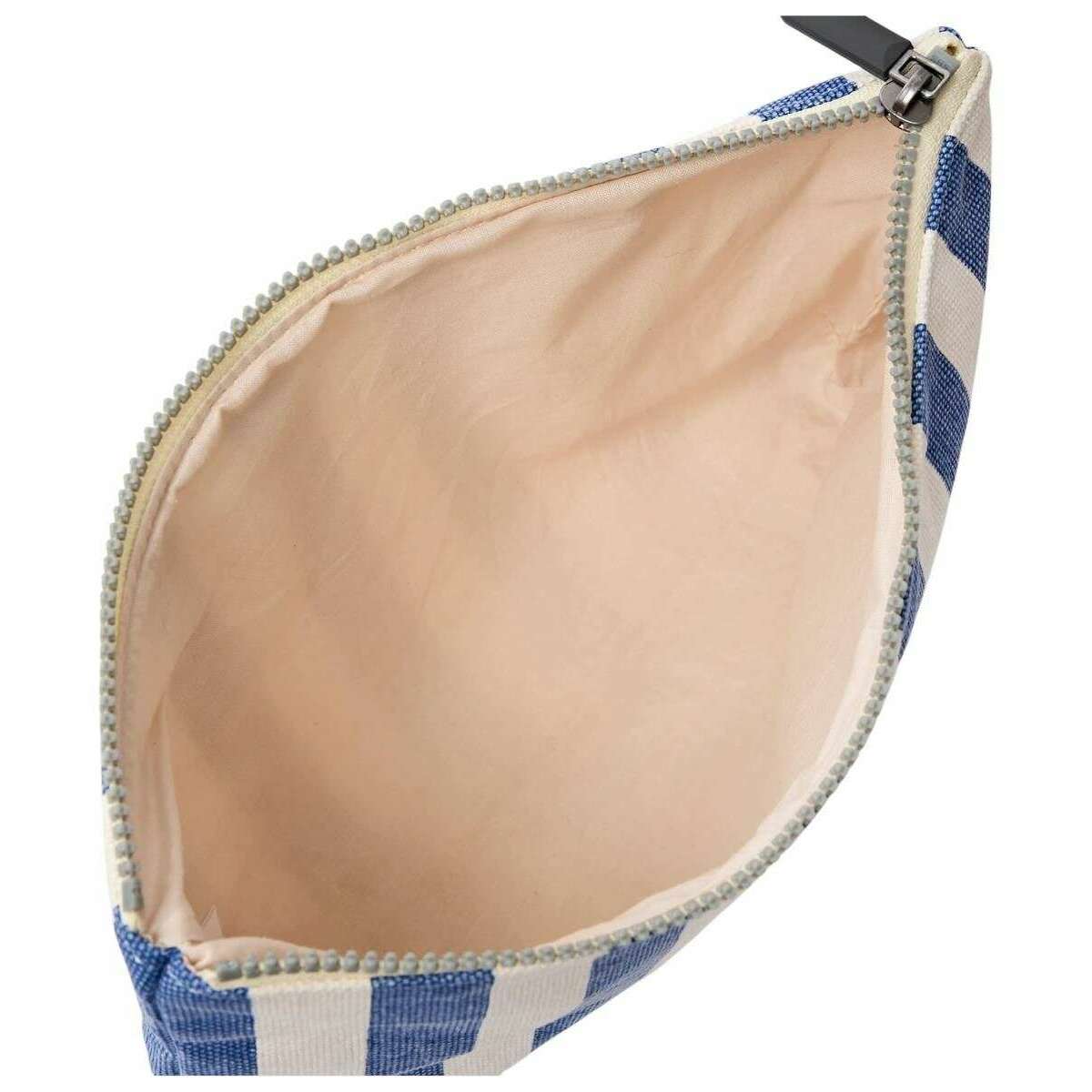Roka Maida Vale Medium Cotton Canvas Pouch - Denim Blue Stripe/White - Image 4