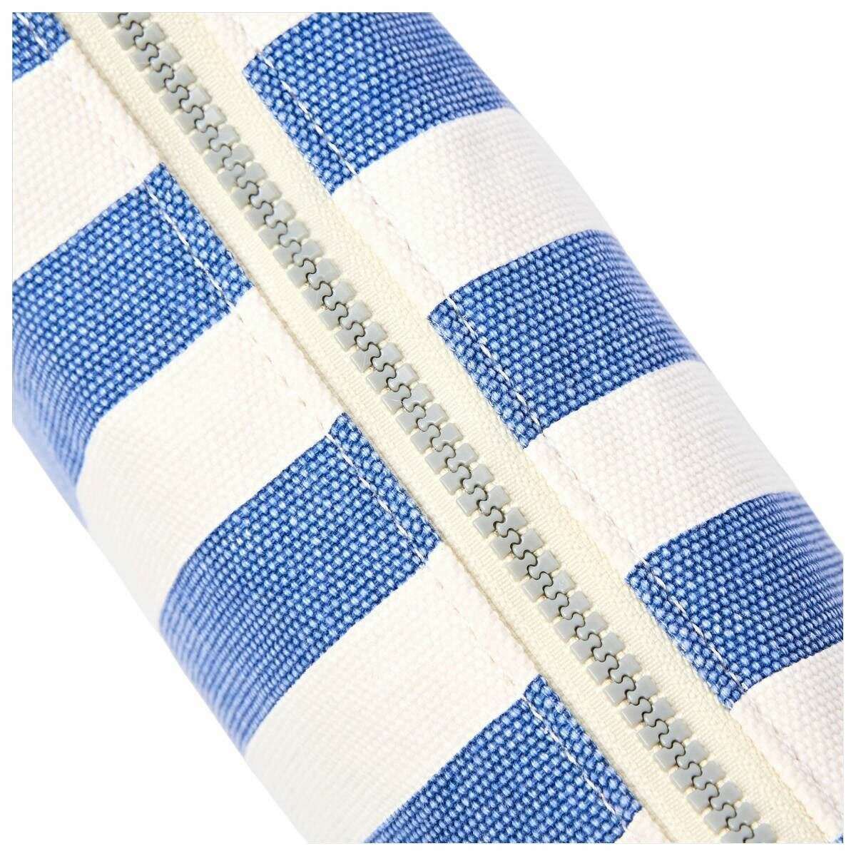 Roka Maida Vale Medium Cotton Canvas Pouch - Denim Blue Stripe/White - Image 5
