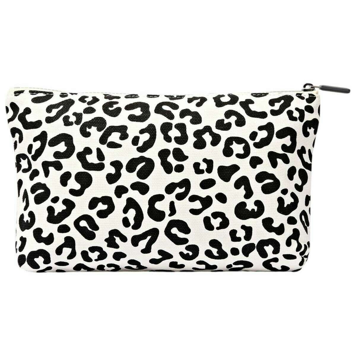 Roka Maida Vale Medium Cotton Canvas Pouch - Summer Leopard White/Black - Image 2