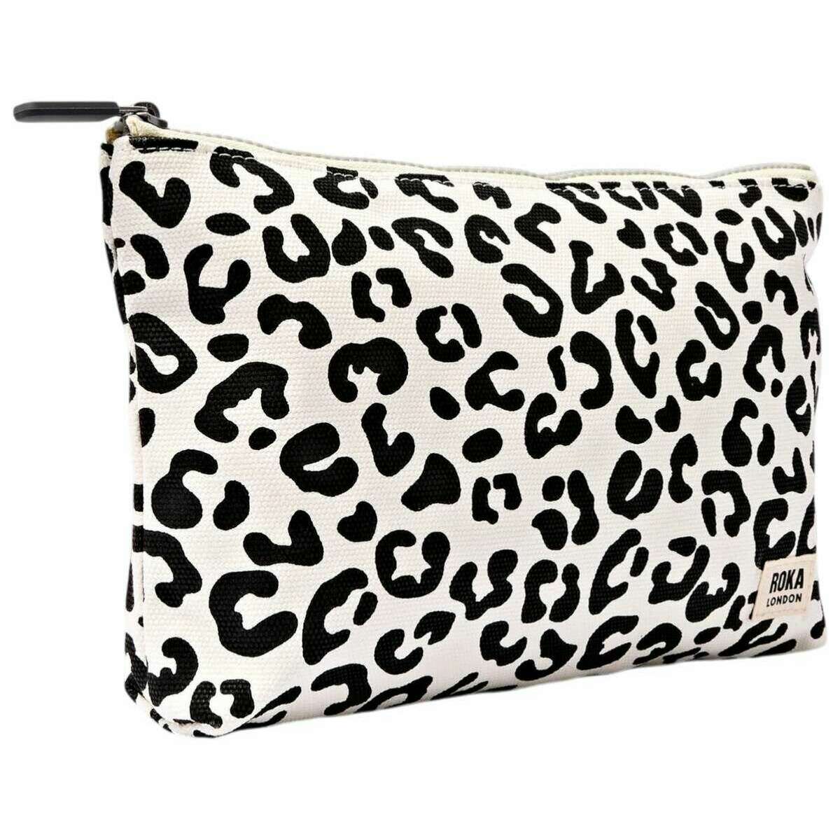 Roka Maida Vale Medium Cotton Canvas Pouch - Summer Leopard White/Black - Image 3