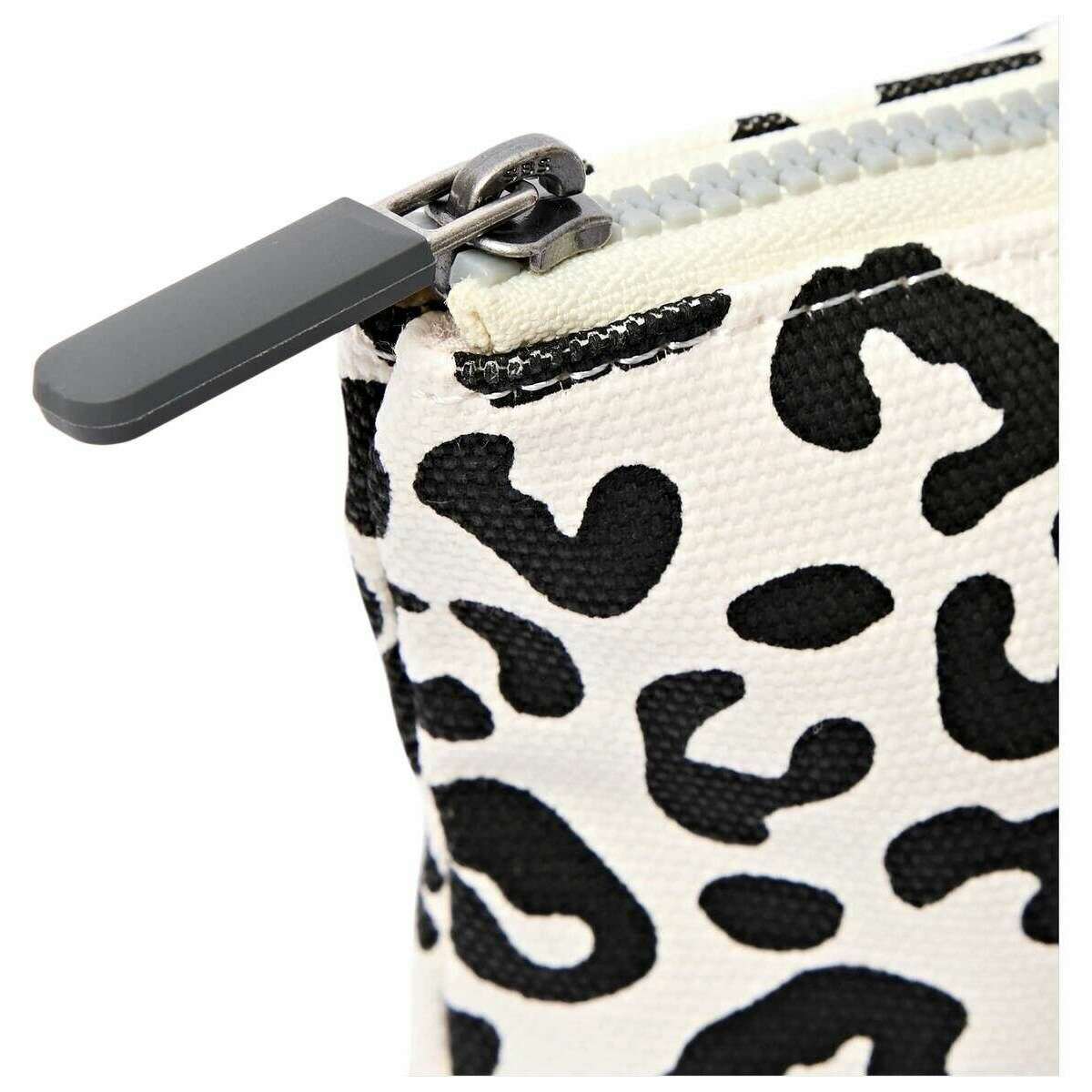 Roka Maida Vale Medium Cotton Canvas Pouch - Summer Leopard White/Black - Image 6