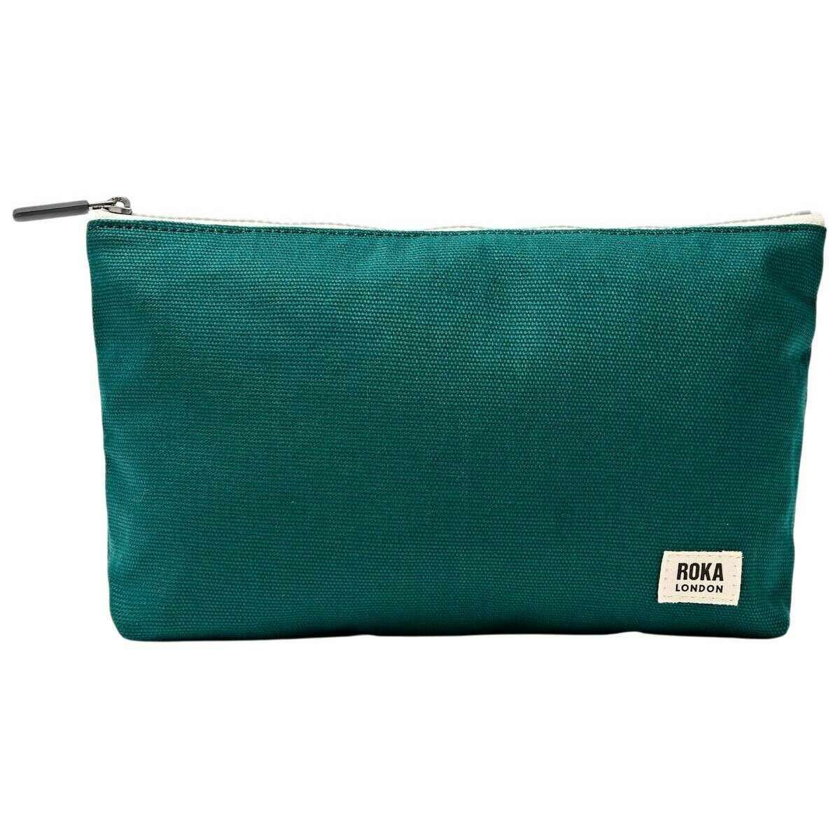 Roka Maida Vale Medium Cotton Canvas Pouch - Teal Blue
