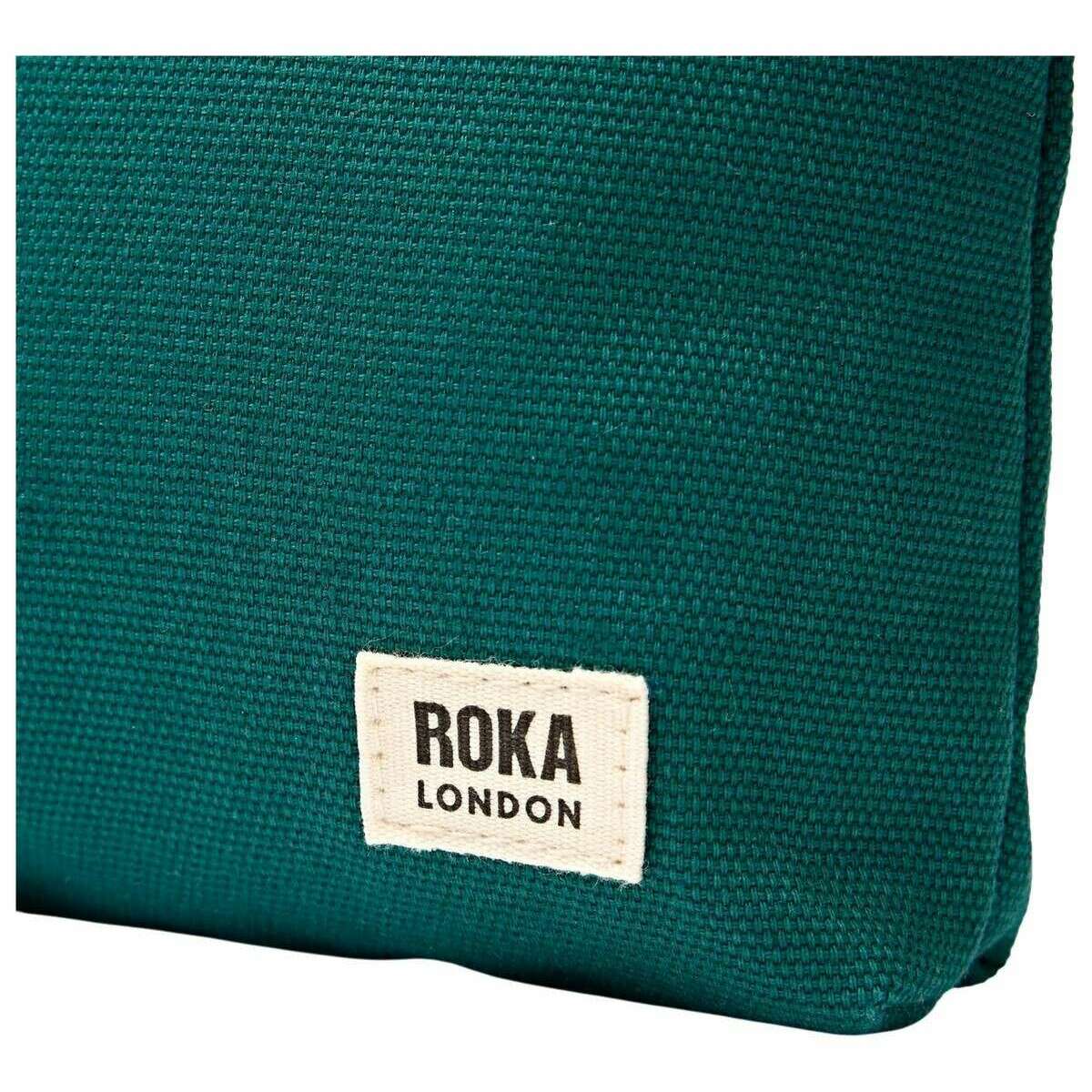 Roka Maida Vale Medium Cotton Canvas Pouch - Teal Blue - Image 7