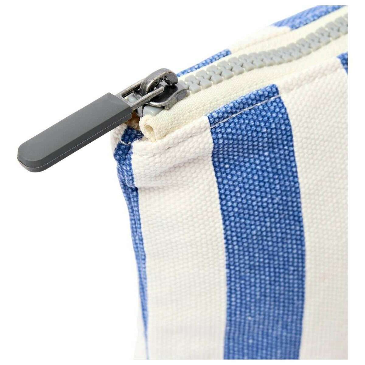 Roka Maida Vale Small Cotton Canvas Pouch - Denim Blue Stripe/White - Image 6