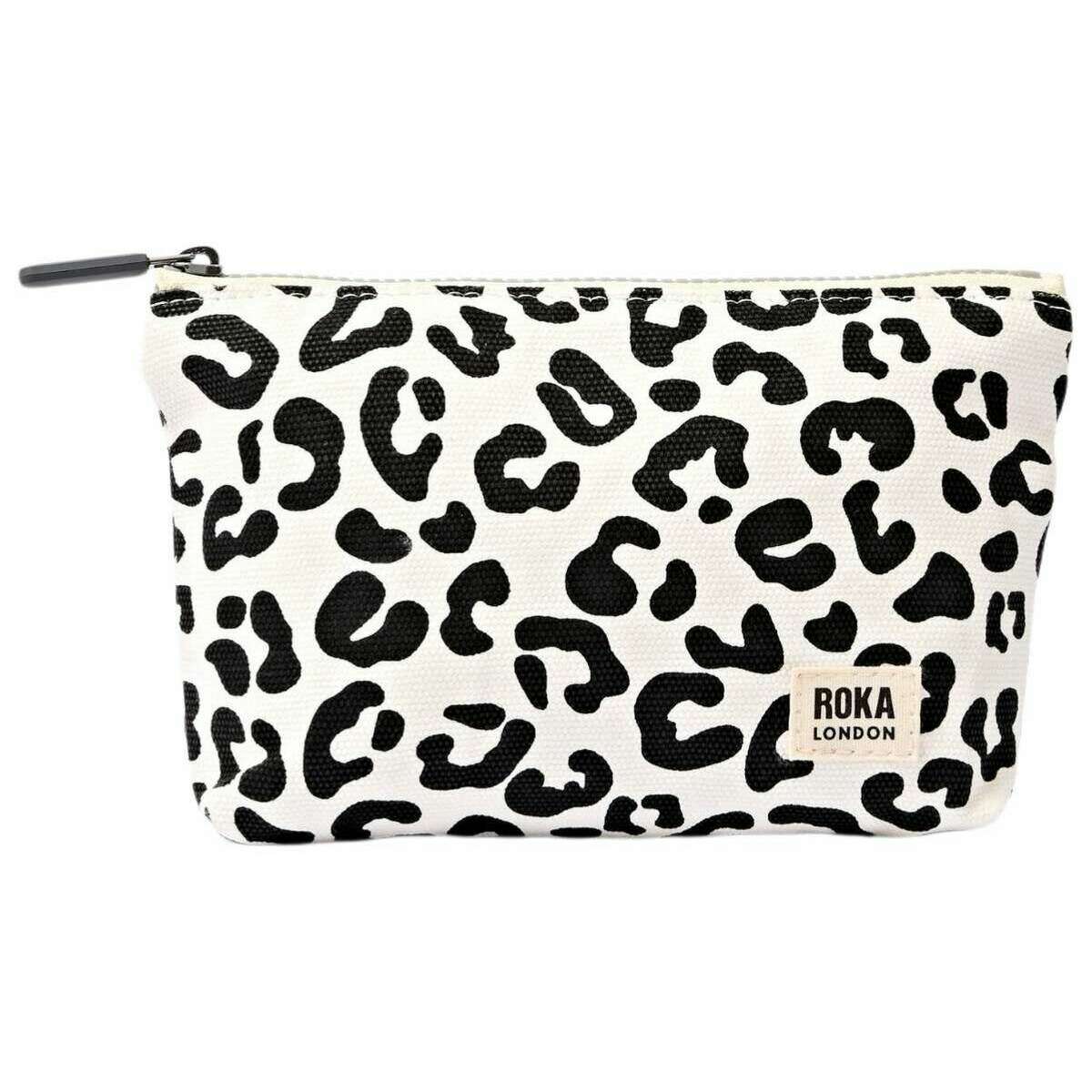 Roka Maida Vale Small Cotton Canvas Pouch - Summer Leopard White/Black