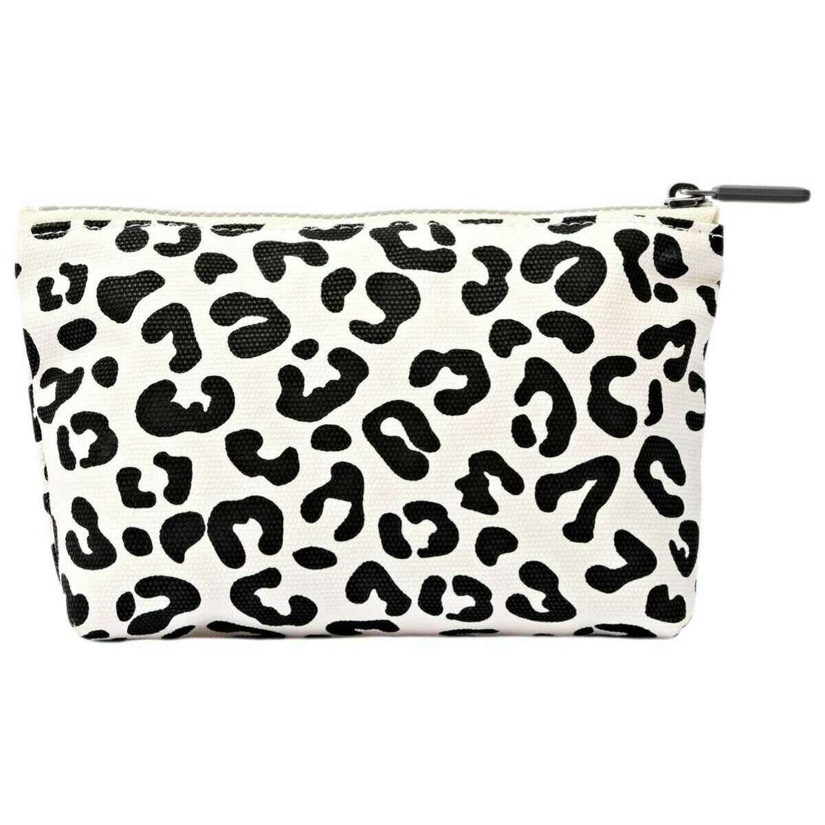 Roka Maida Vale Small Cotton Canvas Pouch - Summer Leopard White/Black - Image 2