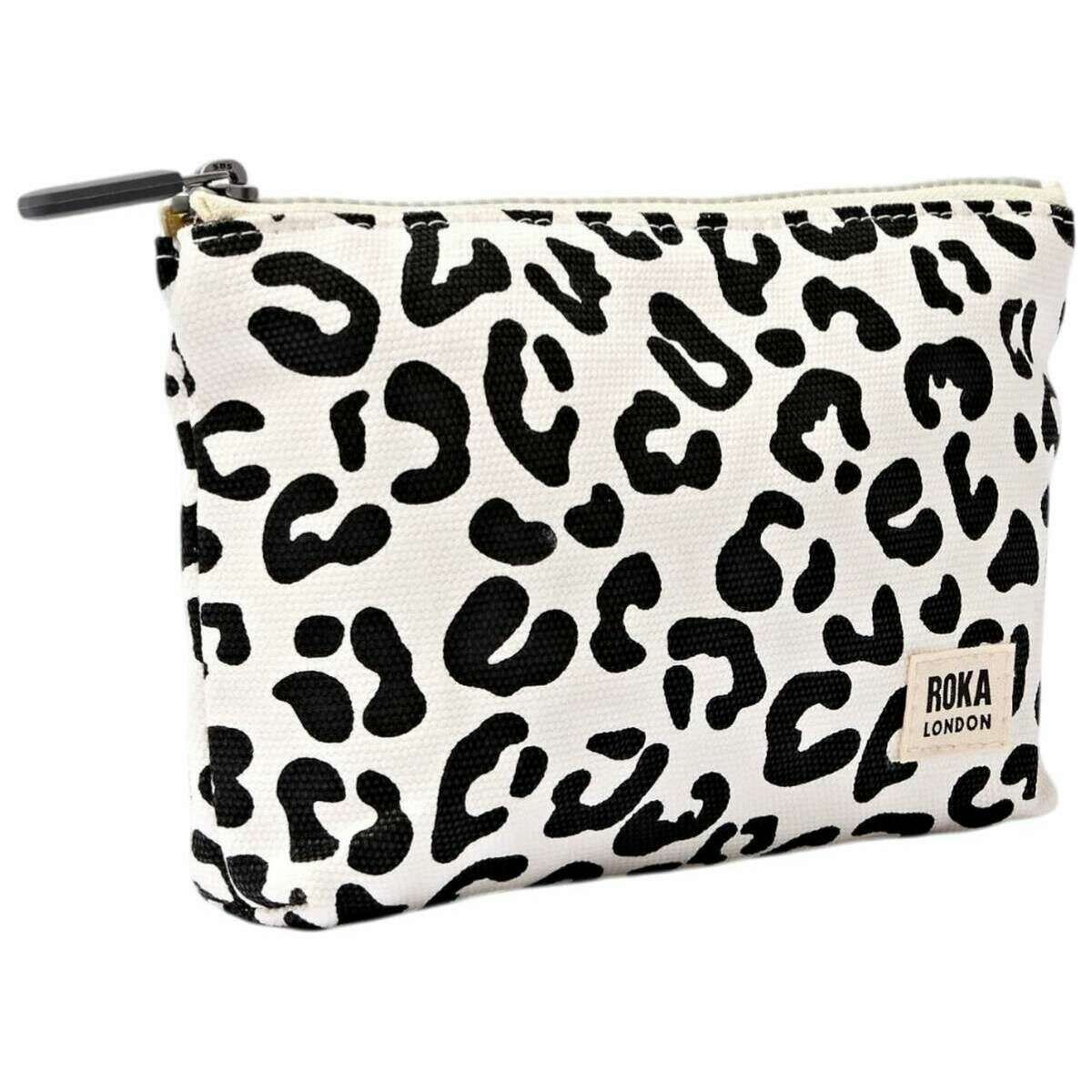 Roka Maida Vale Small Cotton Canvas Pouch - Summer Leopard White/Black - Image 3