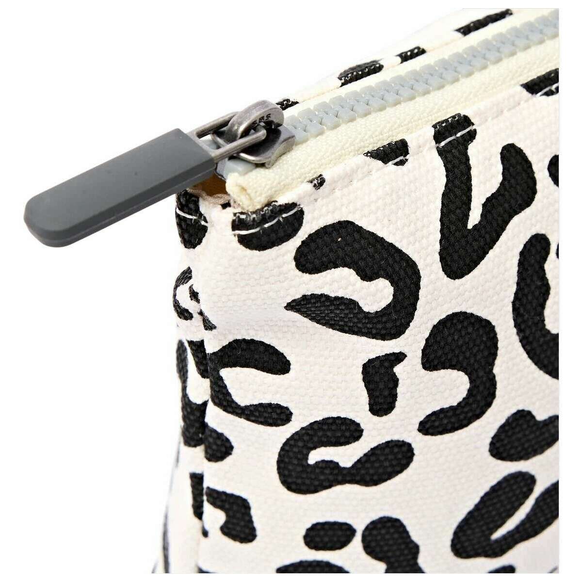 Roka Maida Vale Small Cotton Canvas Pouch - Summer Leopard White/Black - Image 6