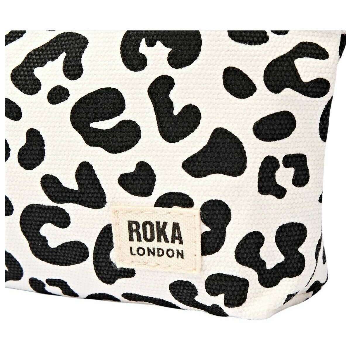 Roka Maida Vale Small Cotton Canvas Pouch - Summer Leopard White/Black - Image 7