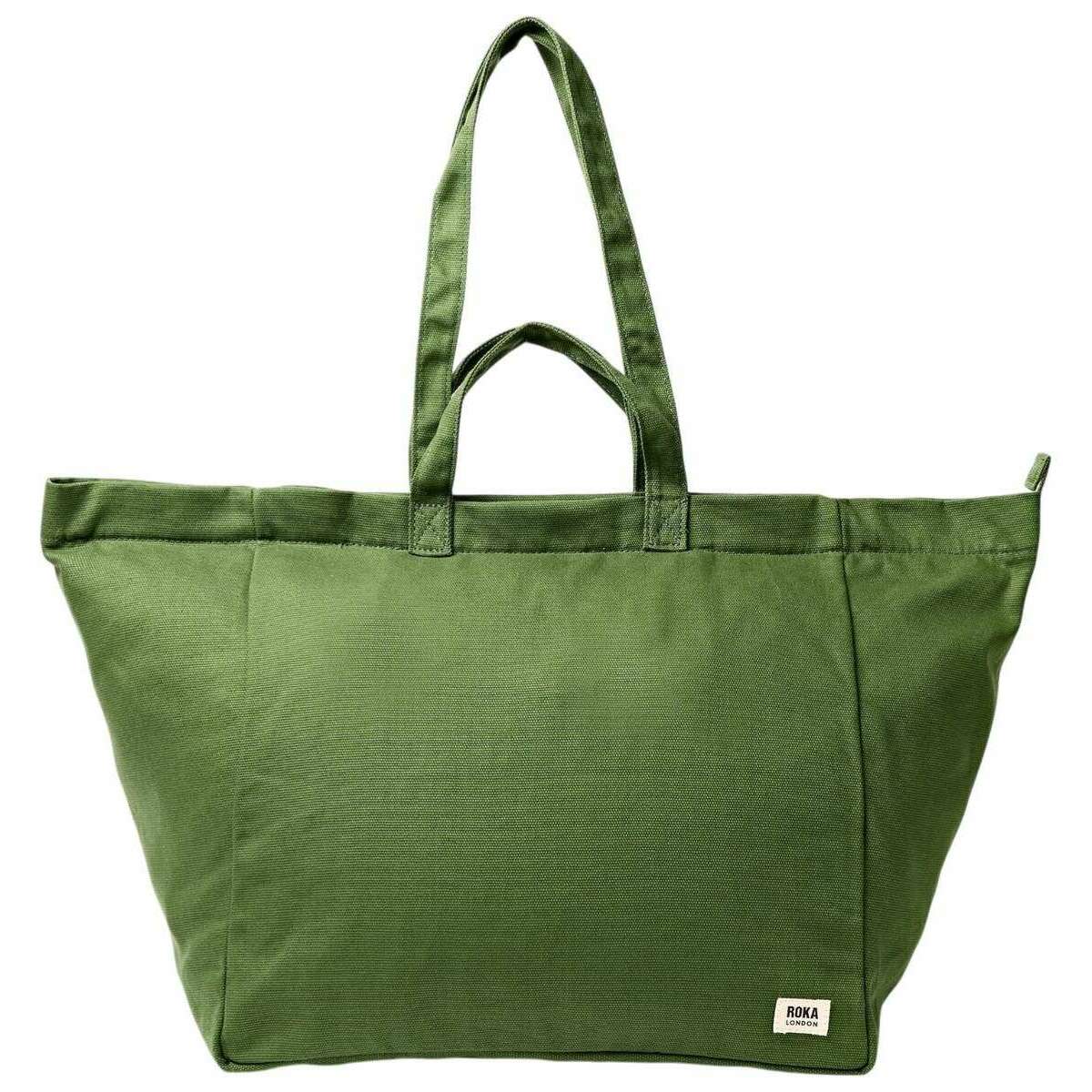 Roka Marylebone Large Cotton Canvas Tote Bag - Artichoke Green