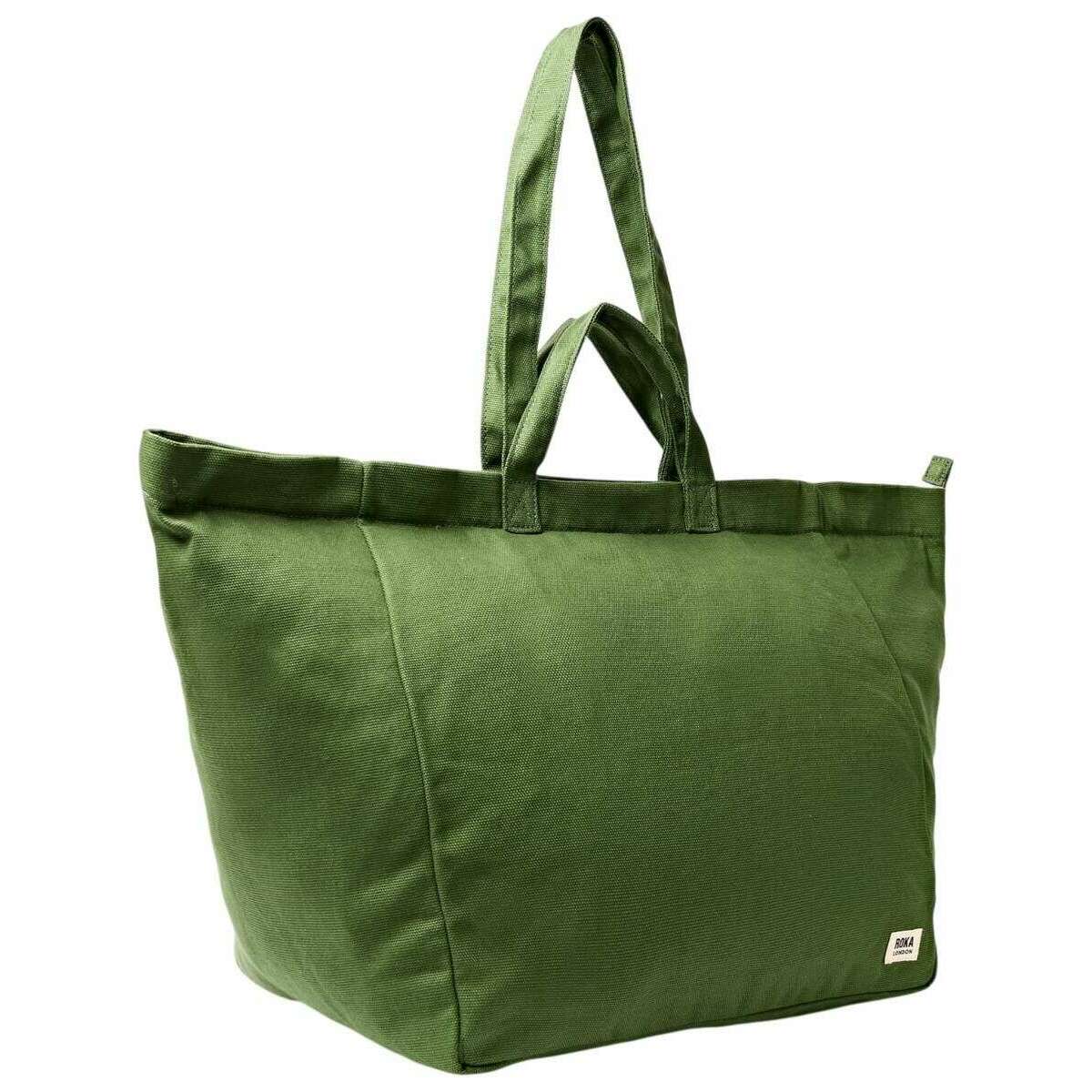 Roka Marylebone Large Cotton Canvas Tote Bag - Artichoke Green - Image 3