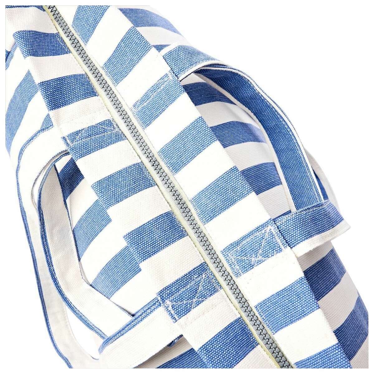 Roka Marylebone Large Cotton Canvas Tote Bag - Denim Stripe Blue/White - Image 5