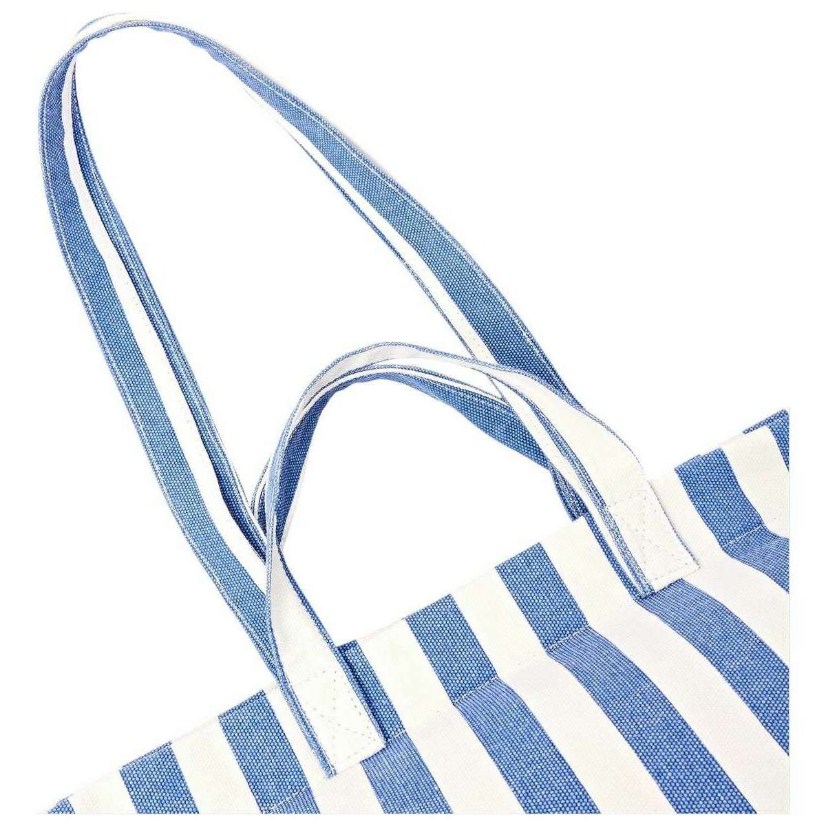 Roka Marylebone Large Cotton Canvas Tote Bag - Denim Stripe Blue/White - Image 6