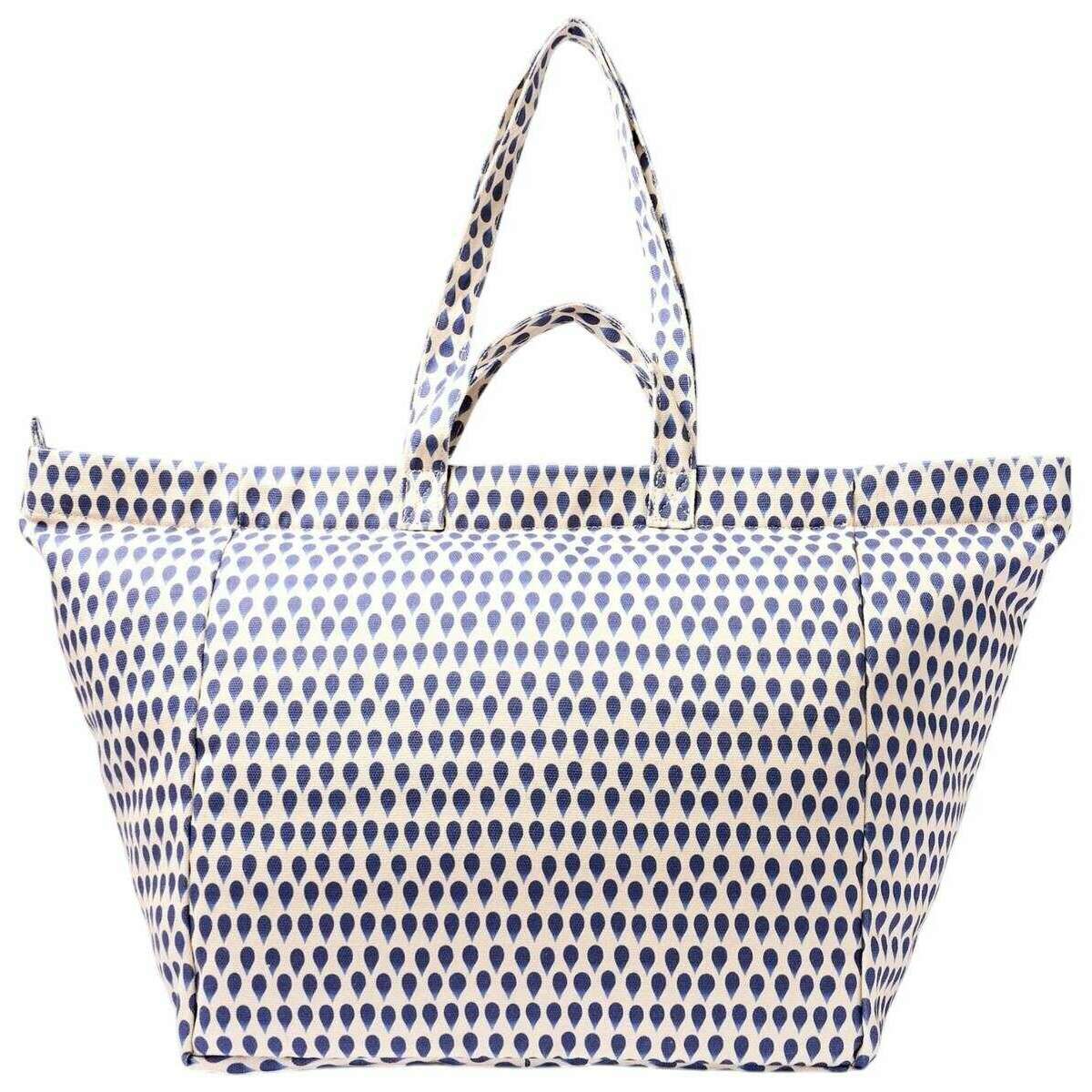 Roka Marylebone Large Cotton Canvas Tote Bag - Indigo Drop Blue/White - Image 2