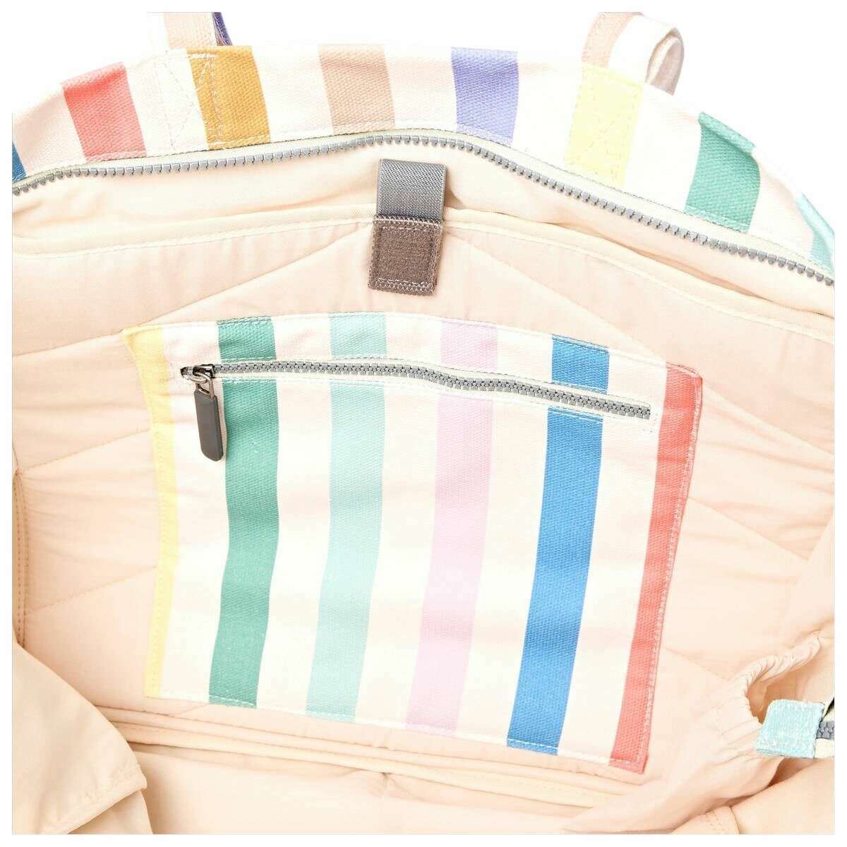 Roka Marylebone Large Cotton Canvas Tote Bag - Pastel Multistripe/White/Blue - Image 4