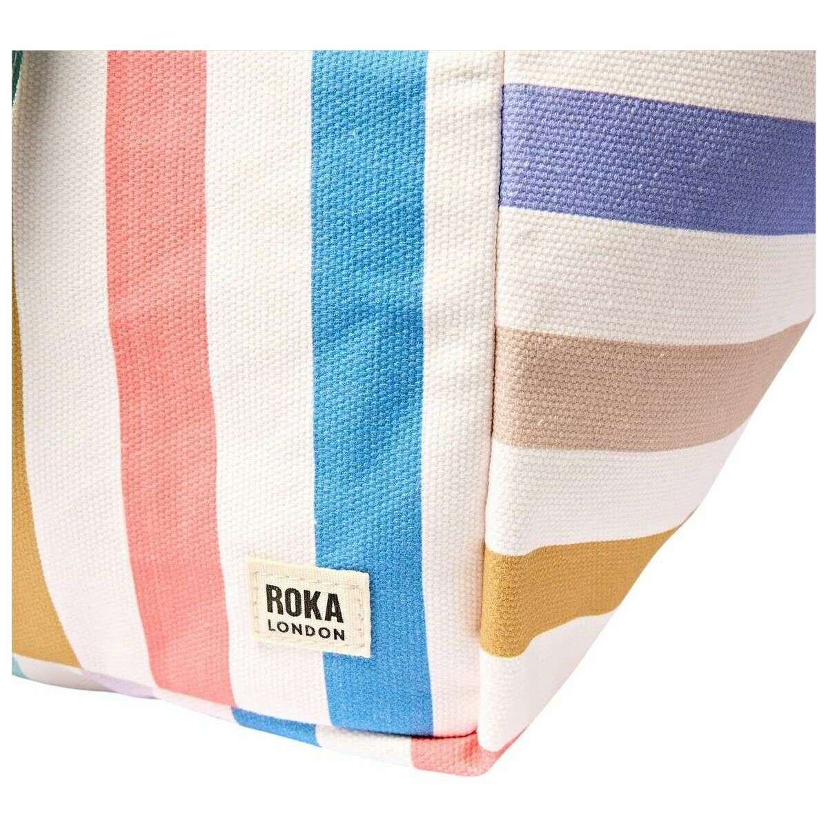 Roka Marylebone Large Cotton Canvas Tote Bag - Pastel Multistripe/White/Blue - Image 7